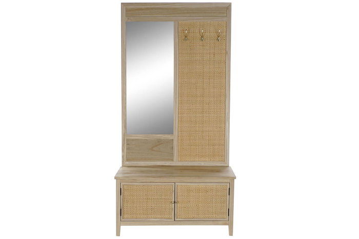 DKD Home Decor Recibidor Scandi Natural 92 x 40 x 181 cm Paulownia, Ratán, Espejo DKD Home Decor Recibidor Scandi Natural 92 x 40 x 181 cm Paulownia, Ratán, Espejo