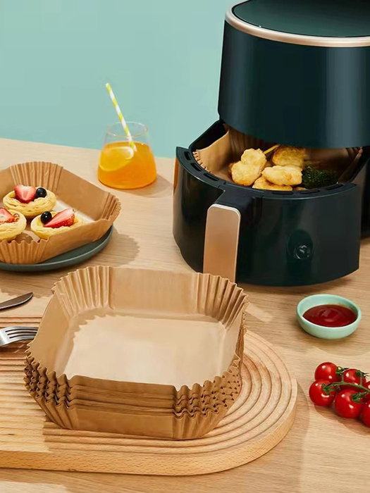 Algon Set de 20 Bases de Papel para Airfryer Cuadradas 24 x 24 cm (24 Unidades)