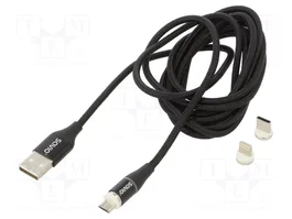 SAVIO Cable Magnético USB 2.0 de 2m Negro