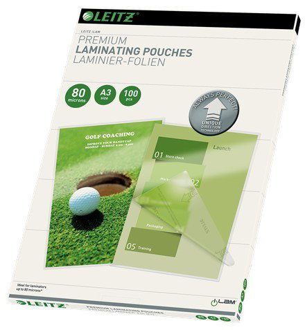 Leitz Fundas para plastificar DIN A3 80 µ, paquete de 100 unidades Leitz Fundas para plastificar DIN A3 80 µ, paquete de 100 unidades