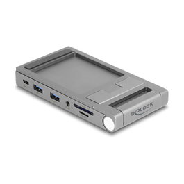 DeLOCK Estación de acoplamiento 4K con soporte integrado Gris