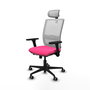 PIQUERAS Y CRESPO Silla de oficina Haches Rosa y Blanco con Mecanismo Sincro/Traslack