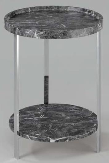 DKD Home Decor Mesita Auxiliar Simil Mármol Blanco y Plateado