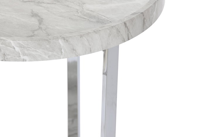 DKD Home Decor Mesita Auxiliar Simil Mármol Blanco y Plateado