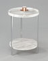 DKD Home Decor Mesita Auxiliar Simil Mármol Blanco y Plateado