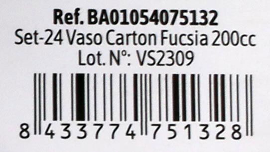 Algon Set 24 Vasos Cartón Fucsia 200 cc 7,5 x 8 x 7,5 cm (36 Unidades)