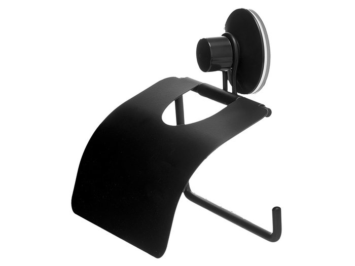 Berilo Portarrollo Metal Negro Mate con Tapa Ventosa ABS Acero 13.5x12x3 cm (Set de 12)