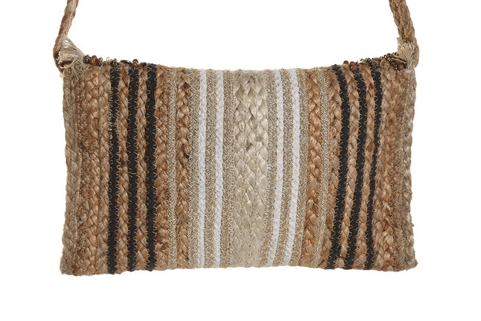 DKD Home Decor Bolso Mediterraneo Crema Marron 4 x 21 x 35 cm (4 Unidades)