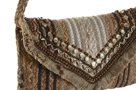 DKD Home Decor Bolso Mediterraneo Crema Marron 4 x 21 x 35 cm (4 Unidades)