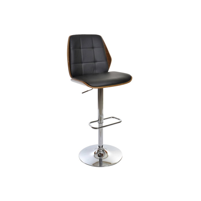 DKD Home Decor Taburete PU Nogal Ajustable Cromado DKD Home Decor Taburete PU Nogal Ajustable Cromado