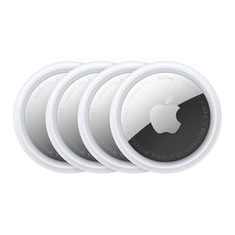 Apple AirTag 4 Pack - Localizador Personal Blanco Plata IP67 Resistente al Agua, Bluetooth, NFC, Compatible con iOS, Batería CR2032 (4 Unidades)
