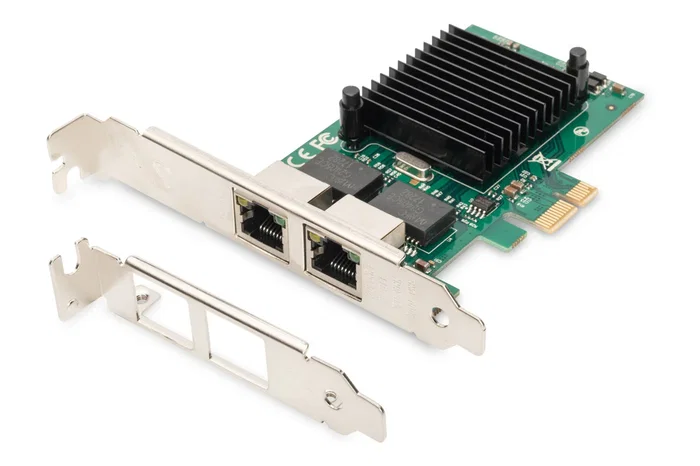 Digitus DN-10132 Tarjeta de Red PCI Express Gigabit Ethernet Dual 2 Puertos con Chipset Intel 82575EB - Para Servidores, Estaciones de Trabajo y Compatible con VMware ESXi