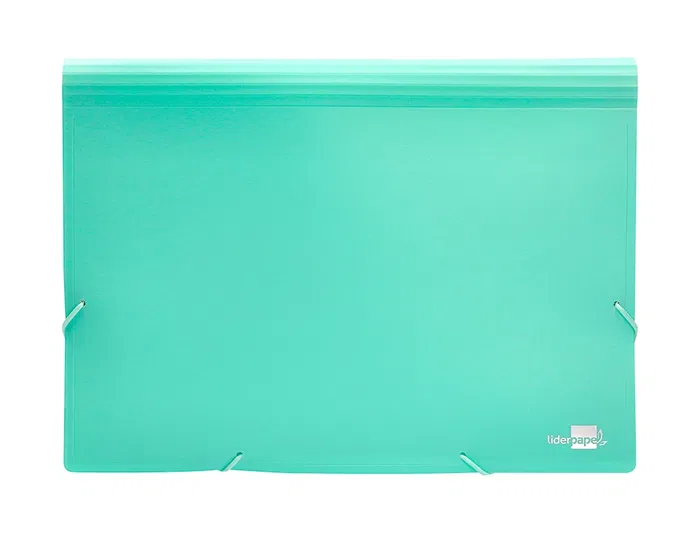 Liderpapel Carpeta Clasificador Fuelle Polipropileno DIN A4 Verde Opaco 13 Departamentos Cierre Gomas 2 Huecos Tarjetas Etiquetas Meses A-Z