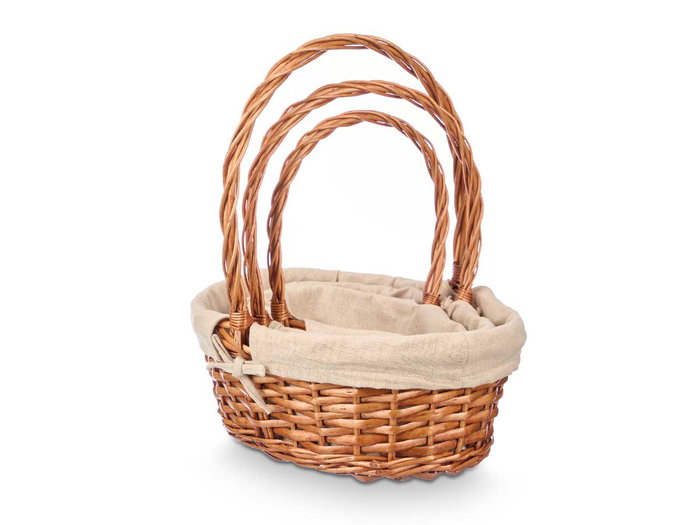 KIPIT Set de 3 Cestas de Mimbre Ovaladas Natural KIPIT Set de 3 Cestas de Mimbre Ovaladas Natural