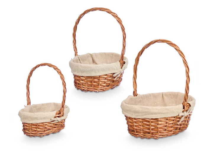 KIPIT Set de 3 Cestas de Mimbre Ovaladas Natural KIPIT Set de 3 Cestas de Mimbre Ovaladas Natural
