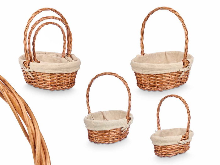 KIPIT Set de 3 Cestas de Mimbre Ovaladas Natural KIPIT Set de 3 Cestas de Mimbre Ovaladas Natural
