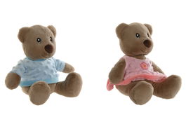 DKD Home Decor Peluche Oso Azul Rosa Marron Poliester 20 x 21 x 23 cm (12 Unidades)