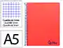 Liderpapel Cuaderno espiral micro wonder A5 120h 90gr cuadro 5mm tapa plástico 6 bandas 6 taladros color rojo