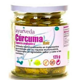 AYURVEDA AUTENTICO Cúrcuma Raíz Bio 125 g - Auténtica Cúrcuma en Polvo de Raíz, 125 Gramos, Ecológica