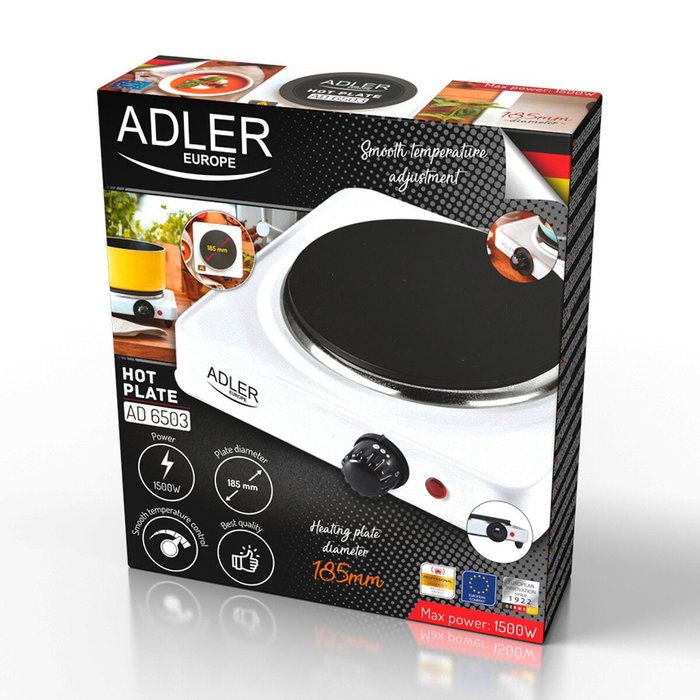 Adler Cocina Eléctrica de 1 Fuego 1500 W Blanca Adler Cocina Eléctrica de 1 Fuego 1500 W Blanca
