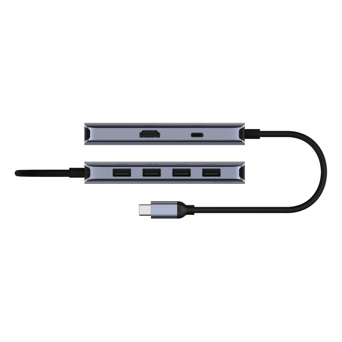 Cudy UH500 Hub USB-C 6 en 1 con HDMI 4K a 120Hz, 4 Puertos USB 3.2, Gris/Plata para Mac, Windows, iOS, Android Cudy UH500 Hub USB-C 6 en 1 con HDMI 4K a 120Hz, 4 Puertos USB 3.2, Gris/Plata para Mac, Windows, iOS, Android