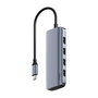 Cudy UH500 Hub USB-C 6 en 1 con HDMI 4K a 120Hz, 4 Puertos USB 3.2, Gris/Plata para Mac, Windows, iOS, Android