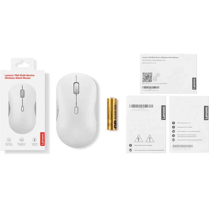 Lenovo 700 Ratón Ambidextro Inalámbrico Bluetooth + RF 4000 DPI Blanco