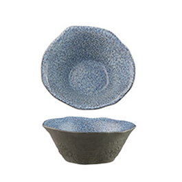 Summa Bol Vajilla Oyster Granilla, Gres Vitrificado, 17 cm de Diámetro x 9 cm Alto, Capacidad 46 cl, Color Azul-Negro (Set de 6)