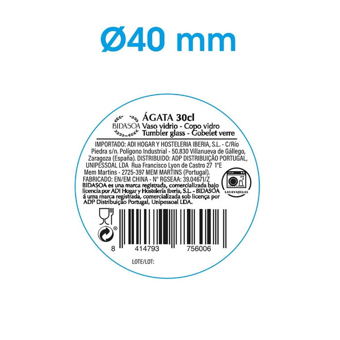 Vaso Bajo Vidrio Agata Bidasoa 30 cL (24 Unidades)