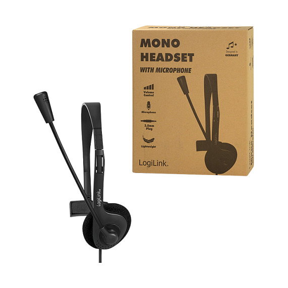 LogiLink HS0054 Auriculares Monoaurales con Micrófono Negro LogiLink HS0054 Auriculares Monoaurales con Micrófono Negro