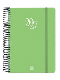 FINOCAM Agenda Anual 2027 Basic My Espiral Verde con Tapa Extra y Goma