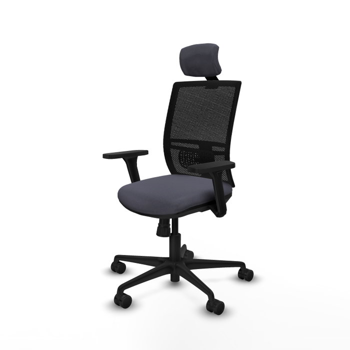 PIQUERAS Y CRESPO Silla de oficina Yunquera con mecanismo Sincro, Gris oscuro y Negro