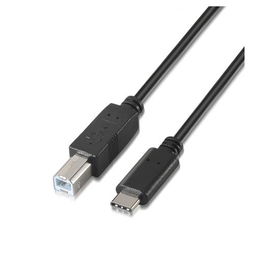 Aisens Cable USB 2.0 USB-C a USB-B Macho 3A Negro 1.0 m - Para Impresora, 480 Mbps, Certificación USB-IF