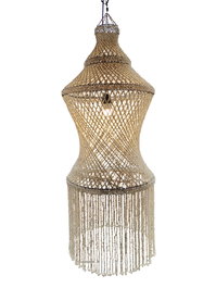 DKD Home Decor Lámpara de techo de conchas hecha a mano Blanco roto