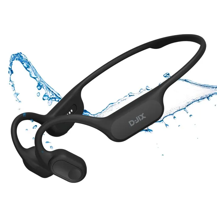 D-Jix TRITON 600 Auriculares Inalámbricos Deportivos Bluetooth con MP3 y 32 GB, Conducción Ósea, 2h 15min Autonomía, Negro