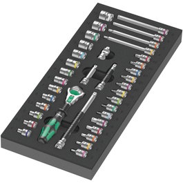Wera 9720 A Zyklop Knarre Set 1 con inserto de espuma