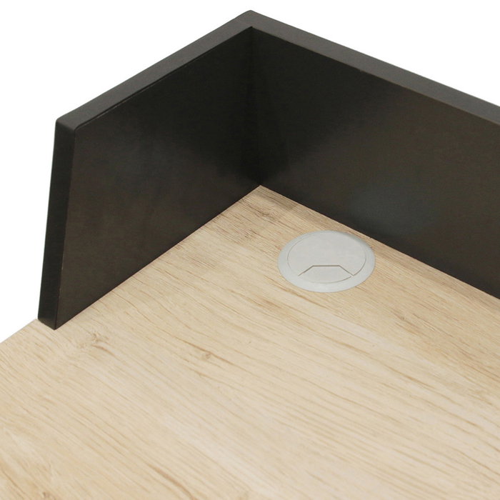 Home Deco Factory Escritorio Essentiel Negro para Oficina y Hogar con Agujero para Cables y Separadores - 90x50 cm