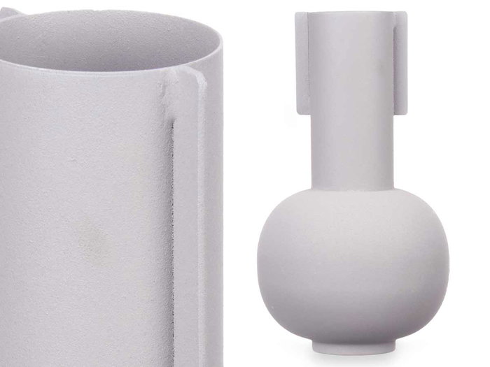 GIFTDECOR Jarrón Acero Forma Gris Pastel 14x28x14 cm (Set de 6)