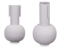 GIFTDECOR Jarrón Acero Forma Gris Pastel 14x28x14 cm (Set de 6)