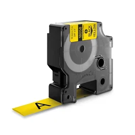 DYMO Etiquetas para tubos termorretráctiles Rhino 19mm x 1,5m Negro sobre amarillo