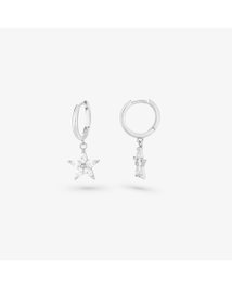 Radiant Pendientes Criollas Estrellas CZ Silver STARS Gris