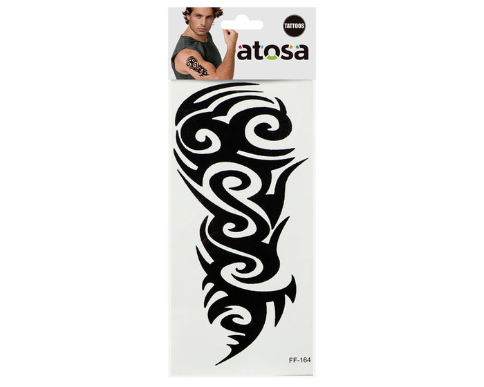 Tatuaje adhesivo temporal tribal flamígero en negro para brazo