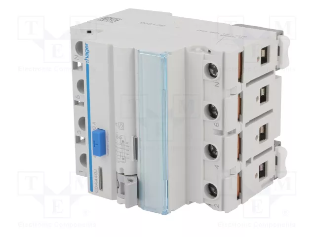 Hager RCCB Interruptor diferencial 3P+N 40A 30mA 6kA Clase A CDA440J
