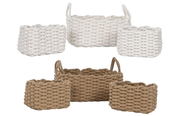 DKD Home Decor Set de 3 Cestas de Cuerda 32x25x15 cm DKD Home Decor Set de 3 Cestas de Cuerda 32x25x15 cm