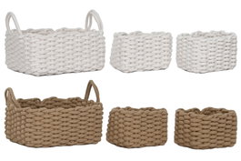 DKD Home Decor Set de 3 Cestas de Cuerda 32x25x15 cm