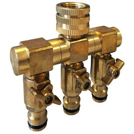 Riegolux Adaptador de Grifo de Latón con 3 Salidas de 3/4 Pulgadas y Llave
