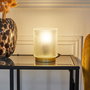 Home Deco Factory Lampara de Mesa Translucida con Vidrio en Relieve, Luz Suave, Para Noche o Escritorio, D. 11.5 cm H. 15 cm, Casquillo E14
