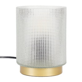 Home Deco Factory Lampara de Mesa Translucida con Vidrio en Relieve, Luz Suave, Para Noche o Escritorio, D. 11.5 cm H. 15 cm, Casquillo E14