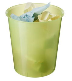 Archivo 2000 Papelera de Plástico con Aro Sujetabolsas, Capacidad 16 Litros, 290x310 mm, Kiwi Traslúcido