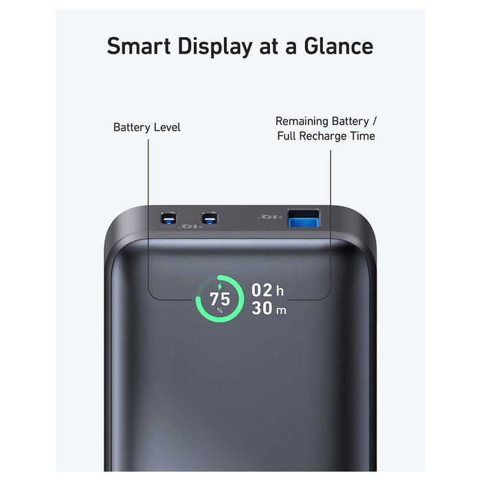 Anker 533 PowerCore Power Bank 10000mAh Negro - 30W PD, 1 USB-A, 2 USB-C, Pantalla, Carga Rápida